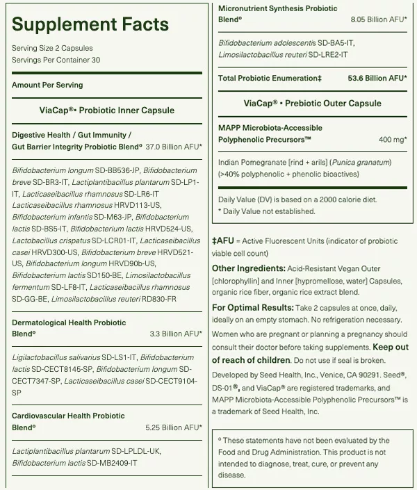 Seed Probiotics Label